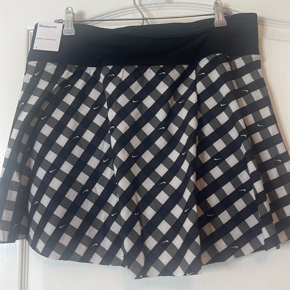 Nike Core Club Printed Tennis Skirt Skort Black White Gingham XL - Picture 8 of 16